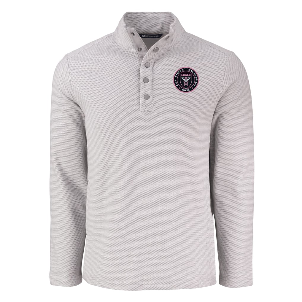  Inter Miami CF Cutter & Buck Hunts Point Eco Textured Fleece Recycled Quarter-Snap Pullover - Gray
